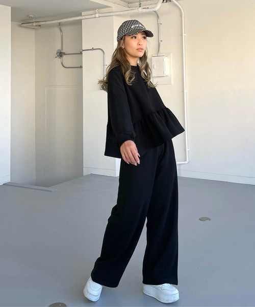 【boohoo】アップリケ クロップド スウェット セットアップ Men& Women Broken swoosh Setup Hoodie and Pants Set
