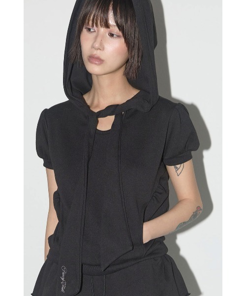 ★FANCYCLUB★PUFF ROUND SCARF HOODIE (BLACK)★正規品/送料込 セール】A'GEM/9 × .kom 『 FANCY CLUB/ファンシークラブ』 PUFF