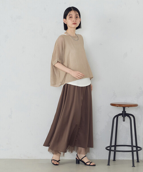 COMME CA ISM（コムサイズム）の「【リバーシブル】ポリエステルチュール　プリーツスカート（スカート・レディース・ブラウン/ダークブラウン・MEDIUM/LARGE）」の4枚目の写真