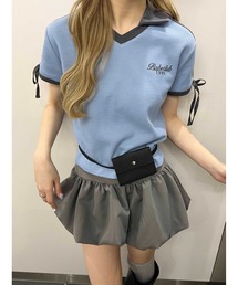 WC | 襟付きリボンワッフルTシャツ(Tシャツ/カットソー)