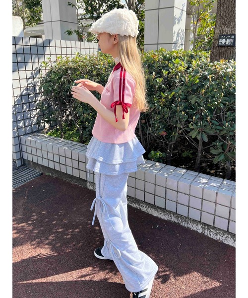 WC（ダブル シー）の「襟付きリボンワッフルTシャツ（Tシャツ/カットソー・レディース・ブルー/ブラック/ピンク・FREE）」の19枚目の写真