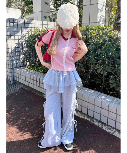 WC（ダブル シー）の「襟付きリボンワッフルTシャツ（Tシャツ/カットソー・レディース・ブルー/ブラック/ピンク・FREE）」の20枚目の写真