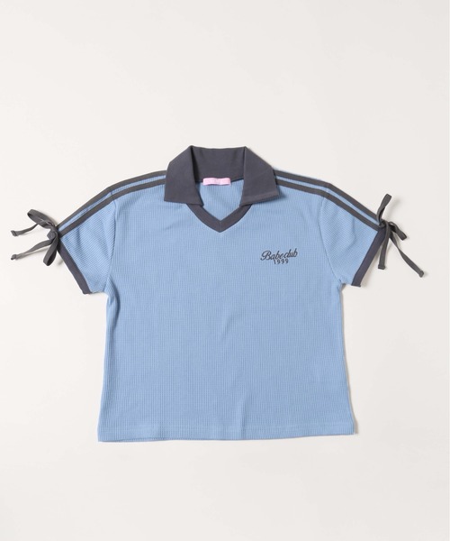 WC（ダブル シー）の「襟付きリボンワッフルTシャツ（Tシャツ/カットソー・レディース・ブルー/ブラック/ピンク・FREE）」の22枚目の写真