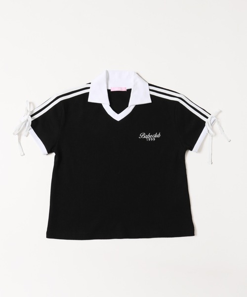 WC（ダブル シー）の「襟付きリボンワッフルTシャツ（Tシャツ/カットソー・レディース・ブルー/ブラック/ピンク・FREE）」の21枚目の写真