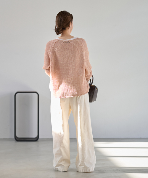 新品 フレームワーク LINEN CORD ニット リネン ピンクベージュ FRAMeWORK（フレームワーク） ニット セーター 「追加」LINEN CORD