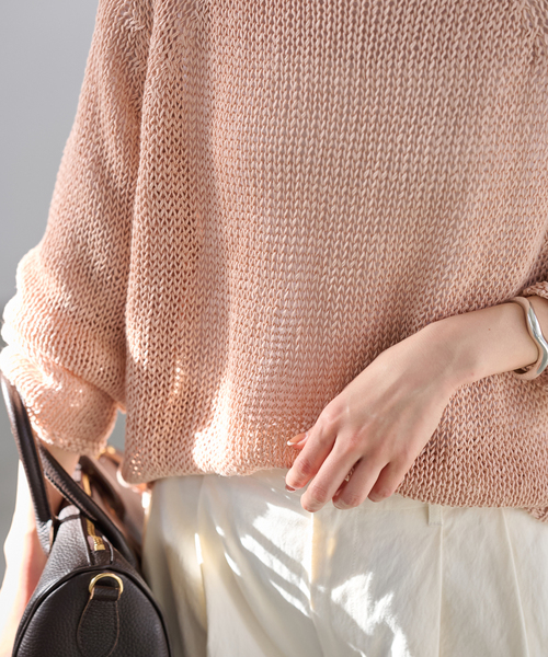 新品 フレームワーク LINEN CORD ニット リネン ピンクベージュ ≪追加≫LINEN CORD ニット 2（ニット/セーター）｜FRAMeWORK