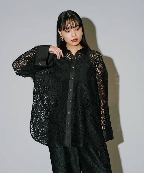 todayful ブロックレースシャツ　ブラック TODAYFUL（トゥデイフル）の「ブロックレースシャツ（シャツ