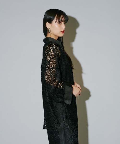 terrace(テラス)の「ブロックレースシャツ(シャツ/ブラウス・レディース・オフホワイト/ブラック/アイボリー・MEDIUM)」の20枚目の写真