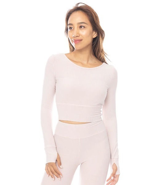 BILLABONG(ビラボン)の「BILLABONG レディース 【ACTIVE】 ACTIVE RIB BRA LS TEE アクティブウェア 【2025年春夏モデル】/ビラボントレーニングショート丈長袖トップス(その他トップス・レディース・ブラック/ライトパープル・MEDIUM)」の2枚目の写真