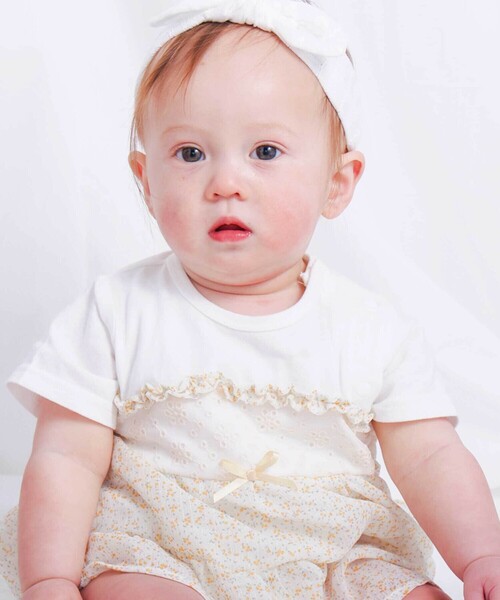 SLAP SLIP BABY（スラップスリップベビー）の「花柄シフォンドッキングロンパースベビー(70~80cm)（ロンパース・キッズ・ピンク系その他/イエロー系その他・70cm/80ｃｍ）」の4枚目の写真