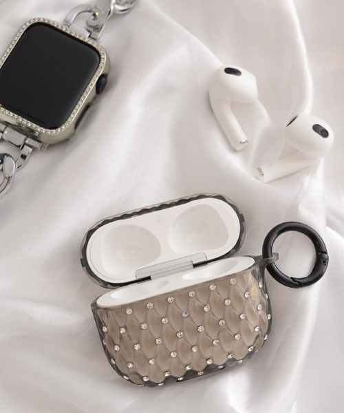 Mayree(メイリー)の「【float】キラキラ ラインストーン エアポッズ/エアポッズプロ ケース カバー【AirPods 第1世代/第2世代/第3世代/pro/pro2】(ヘッドフォン/イヤホン・レディース・アイボリー/クリアブラック/クリア/ブラック・A/C/D/B)」の3枚目の写真