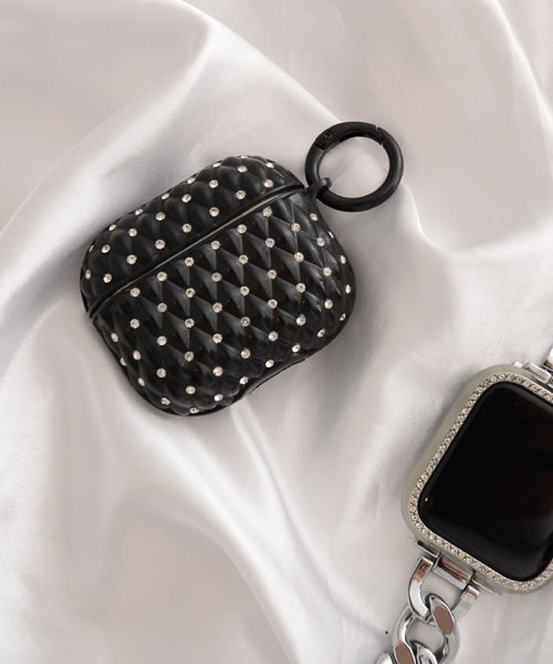 Mayree(メイリー)の「【float】キラキラ ラインストーン エアポッズ/エアポッズプロ ケース カバー【AirPods 第1世代/第2世代/第3世代/pro/pro2】(ヘッドフォン/イヤホン・レディース・アイボリー/クリアブラック/クリア/ブラック・A/C/D/B)」の2枚目の写真