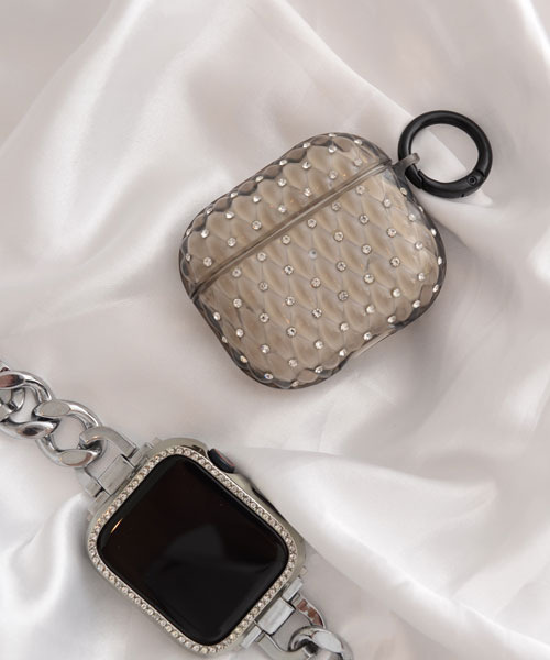 Mayree(メイリー)の「【float】キラキラ ラインストーン エアポッズ/エアポッズプロ ケース カバー【AirPods 第1世代/第2世代/第3世代/pro/pro2】(ヘッドフォン/イヤホン・レディース・アイボリー/クリアブラック/クリア/ブラック・A/C/D/B)」の11枚目の写真