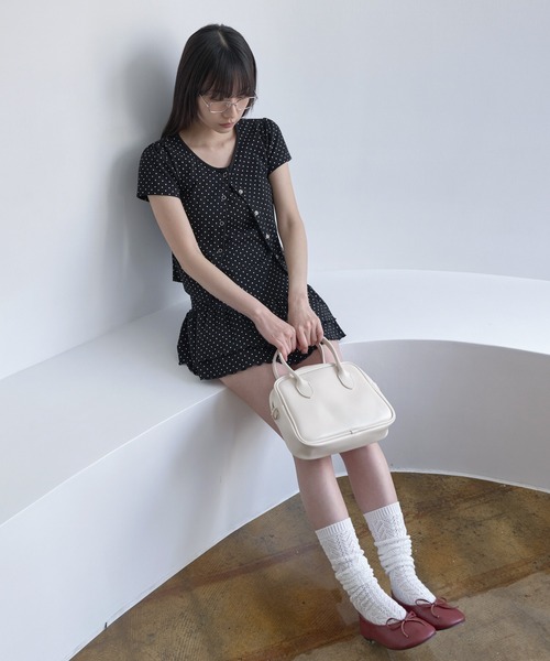 UNE MANSION（ユヌマンション）の「【UNE ORIGINAL】スナップボタンショルダーパフレイヤードドットパターンカーディガン（カーディガン/ボレロ・レディース・ホワイト/グレー/ブラック・SMALL/MEDIUM）」の13枚目の写真