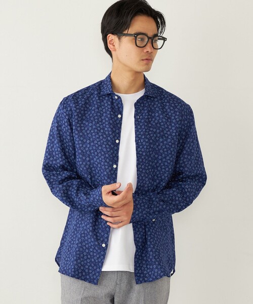 SHIPS Colors(シップス カラーズ)の「SHIPS Colors:リネン セミワイド ロングスリーブ シャツ(シャツ/ブラウス・メンズ・ホワイト/ネイビー/ダークブルー/ライトブルー/ブラック/オフホワイト・SMALL/MEDIUM/LARGE/X-LARGE)」の6枚目の写真