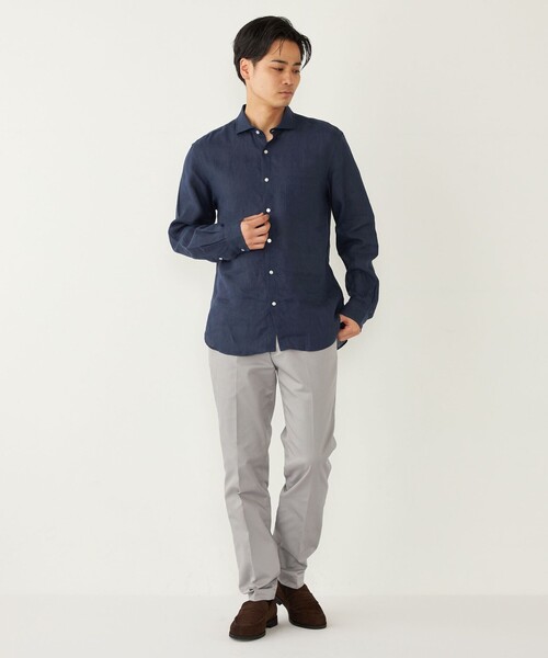 SHIPS Colors(シップス カラーズ)の「SHIPS Colors:リネン セミワイド ロングスリーブ シャツ(シャツ/ブラウス・メンズ・ホワイト/ネイビー/ダークブルー/ライトブルー/ブラック/オフホワイト・SMALL/MEDIUM/LARGE/X-LARGE)」の20枚目の写真