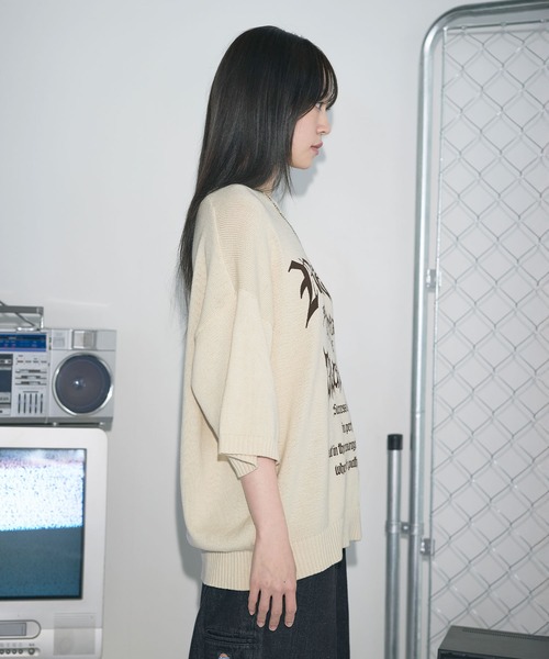 セール】ハーフスリーブウォッシュ加工ニット（ニット/セーター）｜MSG