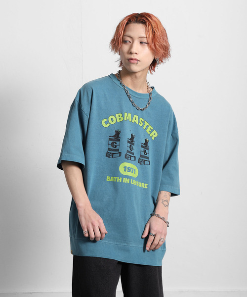 ZIP FIVE(ジップファイブ)の「COBMASTER 天竺ピグメント加工 スウェット風ルーズTシャツ(Tシャツ/カットソー・メンズ・ブルー系/グリーン/ホワイト/ブラック・X-LARGE/LARGE)」の4枚目の写真