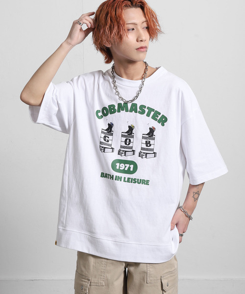 ZIP FIVE(ジップファイブ)の「COBMASTER 天竺ピグメント加工 スウェット風ルーズTシャツ(Tシャツ/カットソー・メンズ・ブルー系/グリーン/ホワイト/ブラック・X-LARGE/LARGE)」の1枚目の写真