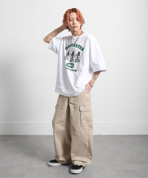 ZIP FIVE(ジップファイブ)の「COBMASTER 天竺ピグメント加工 スウェット風ルーズTシャツ(Tシャツ/カットソー・メンズ・ブルー系/グリーン/ホワイト/ブラック・X-LARGE/LARGE)」の5枚目の写真