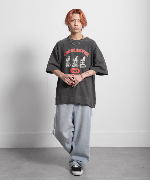 ZIP FIVE(ジップファイブ)の「COBMASTER 天竺ピグメント加工 スウェット風ルーズTシャツ(Tシャツ/カットソー・メンズ・ブルー系/グリーン/ホワイト/ブラック・X-LARGE/LARGE)」の6枚目の写真