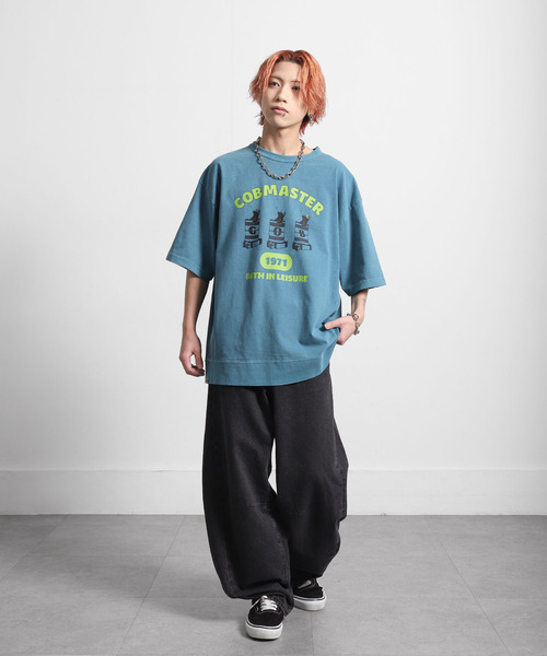ZIP FIVE(ジップファイブ)の「COBMASTER 天竺ピグメント加工 スウェット風ルーズTシャツ(Tシャツ/カットソー・メンズ・ブルー系/グリーン/ホワイト/ブラック・X-LARGE/LARGE)」の8枚目の写真