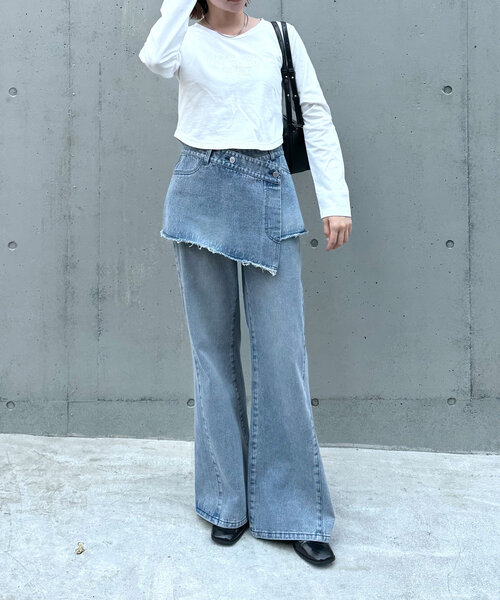 セール】[mline]レイヤードベルトビスチェ（デニムパンツ