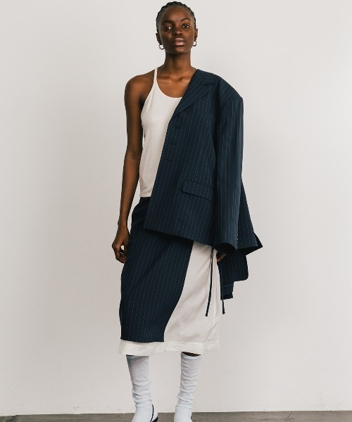 CREDONA(クレドナ)の「CALATHEA STRIPE LAYERED PANTS/カラテアストライプレイヤードパンツ(スラックス・レディース・ネイビー・0/1)」の14枚目の写真