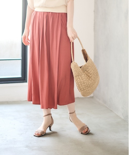 12Twelve Agenda（トゥエルブ　アジェンダ）の「割繊デシンフレアパンツ（その他パンツ・レディース・ネイビー/グレー/アイボリー/オレンジ・M）」の2枚目の写真