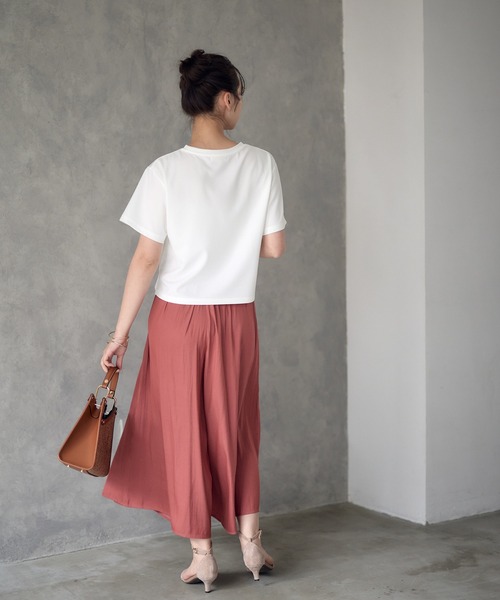 12Twelve Agenda（トゥエルブ　アジェンダ）の「割繊デシンフレアパンツ（その他パンツ・レディース・ネイビー/グレー/アイボリー/オレンジ・M）」の16枚目の写真