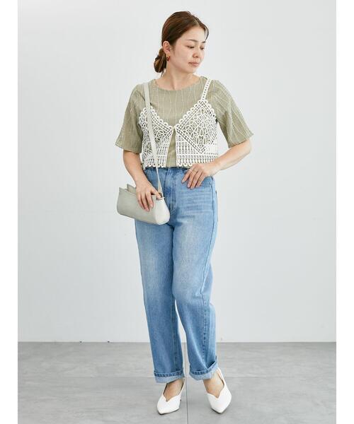 Lugnoncure（ルノンキュール）の「フリンジクルーネック半袖トップス（その他トップス・レディース・カーキ/オフホワイト/ブラック・F）」の5枚目の写真