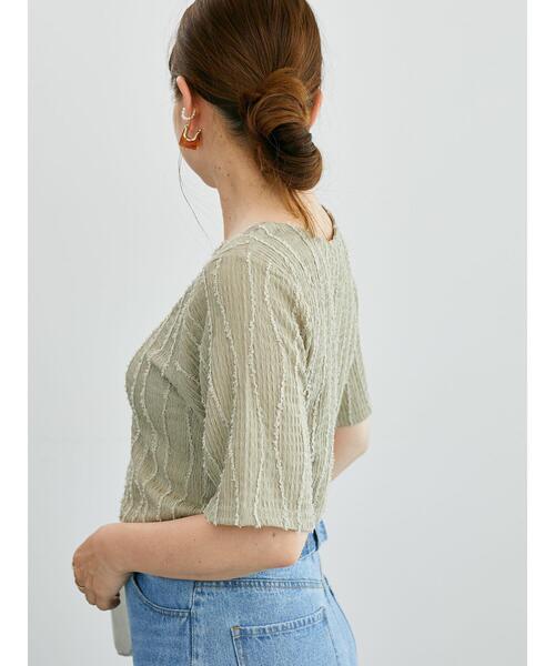 Lugnoncure（ルノンキュール）の「フリンジクルーネック半袖トップス（その他トップス・レディース・カーキ/オフホワイト/ブラック・F）」の7枚目の写真