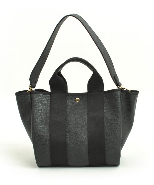 cache cache（カシュ カシュ）の「【cache cache】太ショルダー付き2wayテープトートバッグ M（ショルダーバッグ・レディース・ブラック/グレー/ブラウン/アイボリー/ベージュ・FREE）」の7枚目の写真