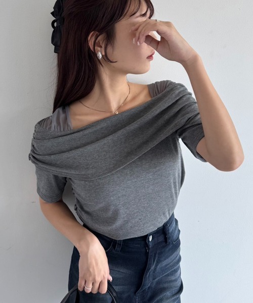 オフショルカットトップス【ブラ紐隠し】（Tシャツ/カットソー