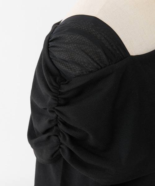 one after another NICE CLAUP(ワンアフターアナザーナイスクラップ)の「オフショルカットトップス【ブラ紐隠し】(Tシャツ/カットソー・レディース・ベージュ/イエロー/ブラック/オフホワイト/杢グレー/サックスブルー/ベビーピンク/チャコールグレー・FREE)」の12枚目の写真