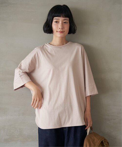LBC(エルビーシー)の「シルケット裾ラウンド袖切り替えTシャツ(Tシャツ/カットソー・レディース・セージグリーン/ブラック/ホワイト/ベージュ・M/L)」の14枚目の写真