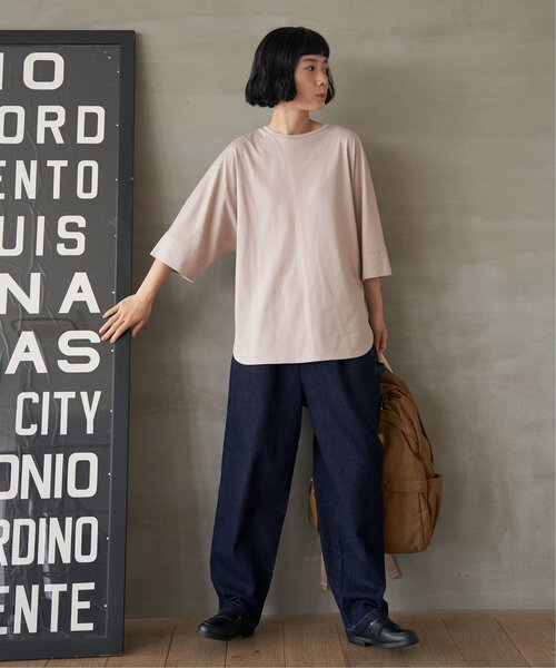 LBC(エルビーシー)の「シルケット裾ラウンド袖切り替えTシャツ(Tシャツ/カットソー・レディース・セージグリーン/ブラック/ホワイト/ベージュ・M/L)」の19枚目の写真