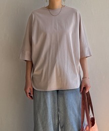 シルケット裾ラウンド袖切り替えTシャツ