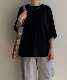 シルケット裾ラウンド袖切り替えTシャツ