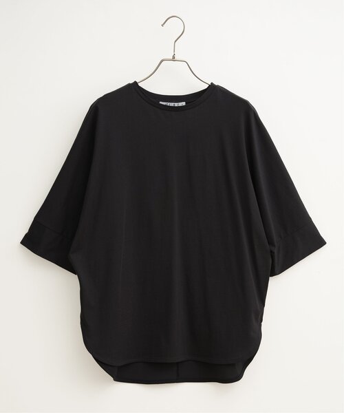 LBC(エルビーシー)の「シルケット裾ラウンド袖切り替えTシャツ(Tシャツ/カットソー・レディース・セージグリーン/ブラック/ホワイト/ベージュ・M/L)」の11枚目の写真