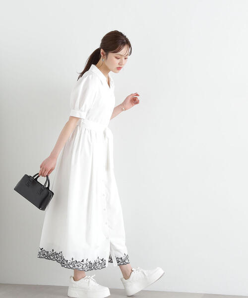 【DIESEL】エンボス ロゴ ポプリン シャツ ワンピース ドレス 白 DIESEL（ディーゼル）の「レディース ロングシャツ ワンピース