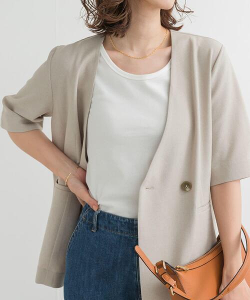 URBAN RESEARCH DOORS(アーバンリサーチドアーズ)の「リップルベーシックタンクトップ(タンクトップ・レディース・ベージュ/ブラック/オフホワイト・MEDIUM)」の4枚目の写真