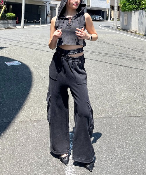 SPIRALGIRL（スパイラルガール）の「ピグメントノースリトップス（スウェット・レディース・ブラック/ブラウン/ネイビー・FREE）」の10枚目の写真