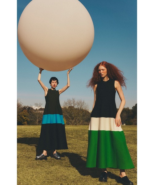 TENT LINE BLOCKING KNIT OP（ワンピース）｜OMMO（オーエムエムオー