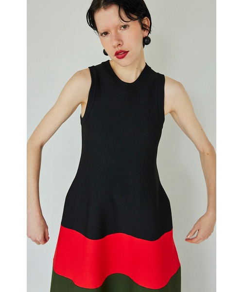 OMMO(オーエムエムオー)の「TENT LINE BLOCKING KNIT OP(ワンピース・レディース・ターコイズブルー/ホワイト/レッド・SMALL/MEDIUM)」の8枚目の写真