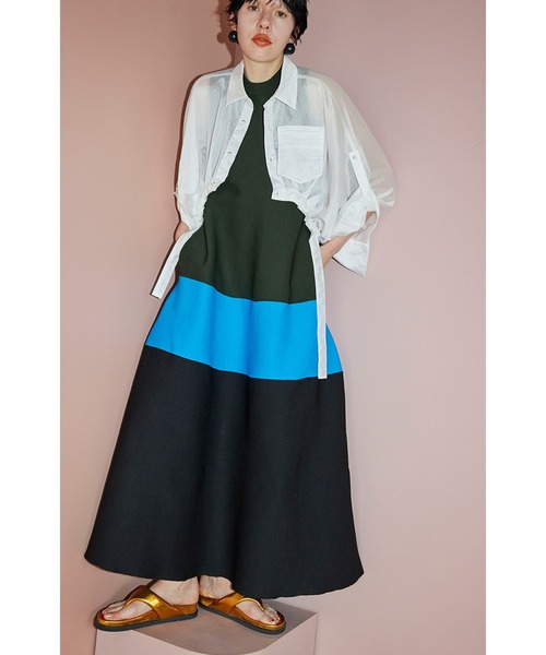 TENT LINE BLOCKING KNIT OP（ワンピース）｜OMMO（オーエムエムオー