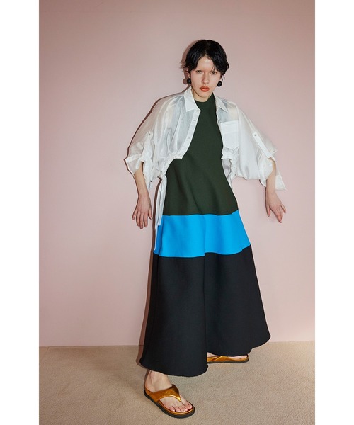 TENT LINE BLOCKING KNIT OP（ワンピース）｜OMMO（オーエム