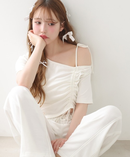 one after another NICE CLAUP(ワンアフターアナザーナイスクラップ)の「【T-shirt collection】ピグメントドロストTee(Tシャツ/カットソー・レディース・カーキ/オフホワイト/チャコールグレー・FREE)」の2枚目の写真