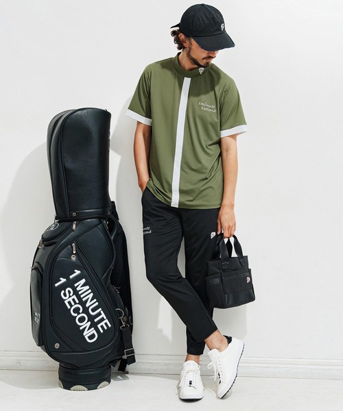 1minute 1second(ワンミニットワンセカンド)の「mt9674-cool fabric line mock neck pullover モックネックカットソー(Tシャツ/カットソー・メンズ・カーキ系/ブラック×ホワイト/ホワイト×ブラック・S/M/L/XL)」の7枚目の写真