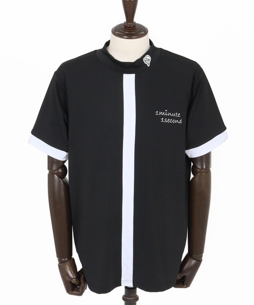 1minute 1second(ワンミニットワンセカンド)の「mt9674-cool fabric line mock neck pullover モックネックカットソー(Tシャツ/カットソー・メンズ・カーキ系/ブラック×ホワイト/ホワイト×ブラック・S/M/L/XL)」の18枚目の写真
